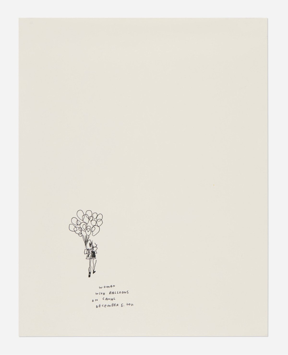drawing of a woman holding balloons