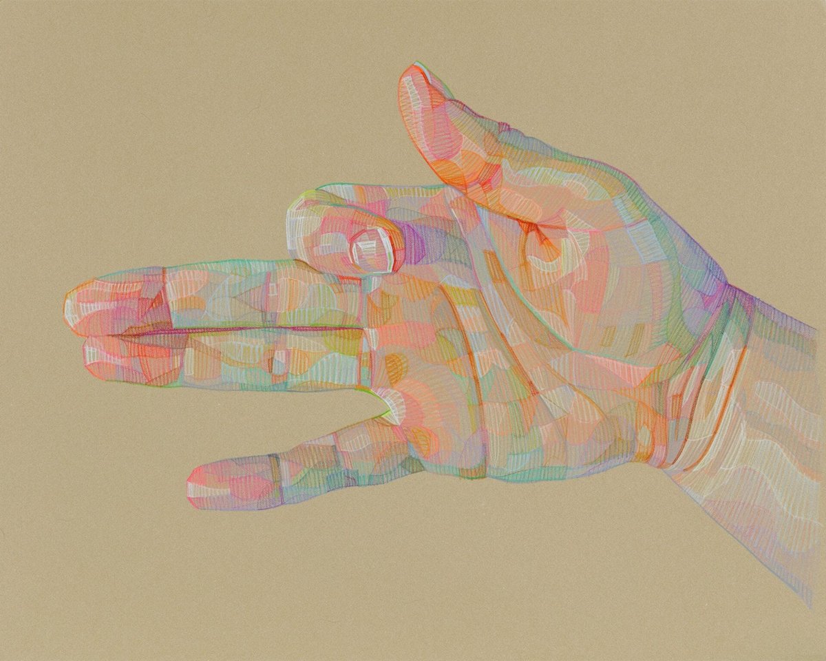 colored pencil drawing of a hand