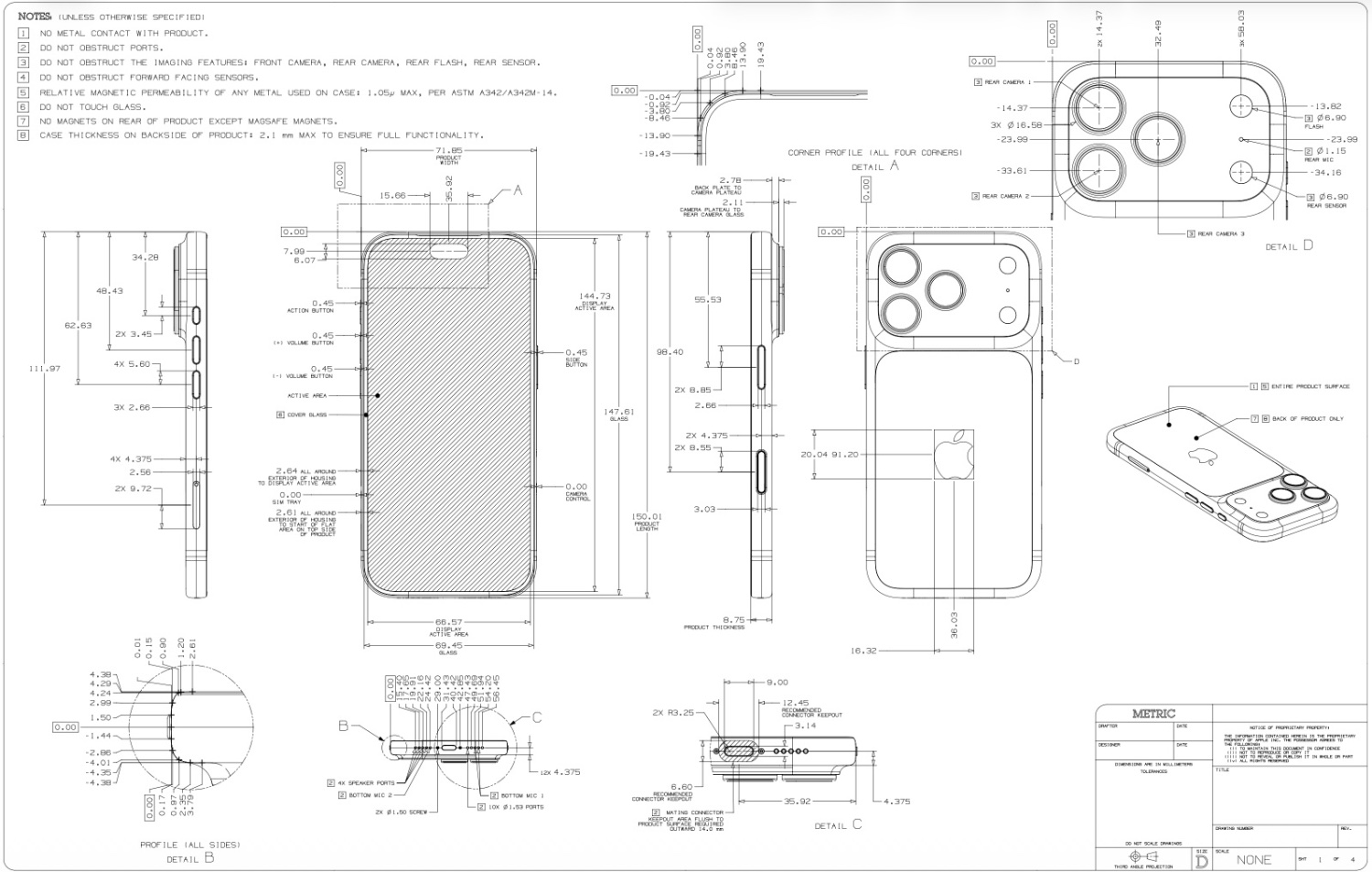 Dimensional Drawings of Apple Products