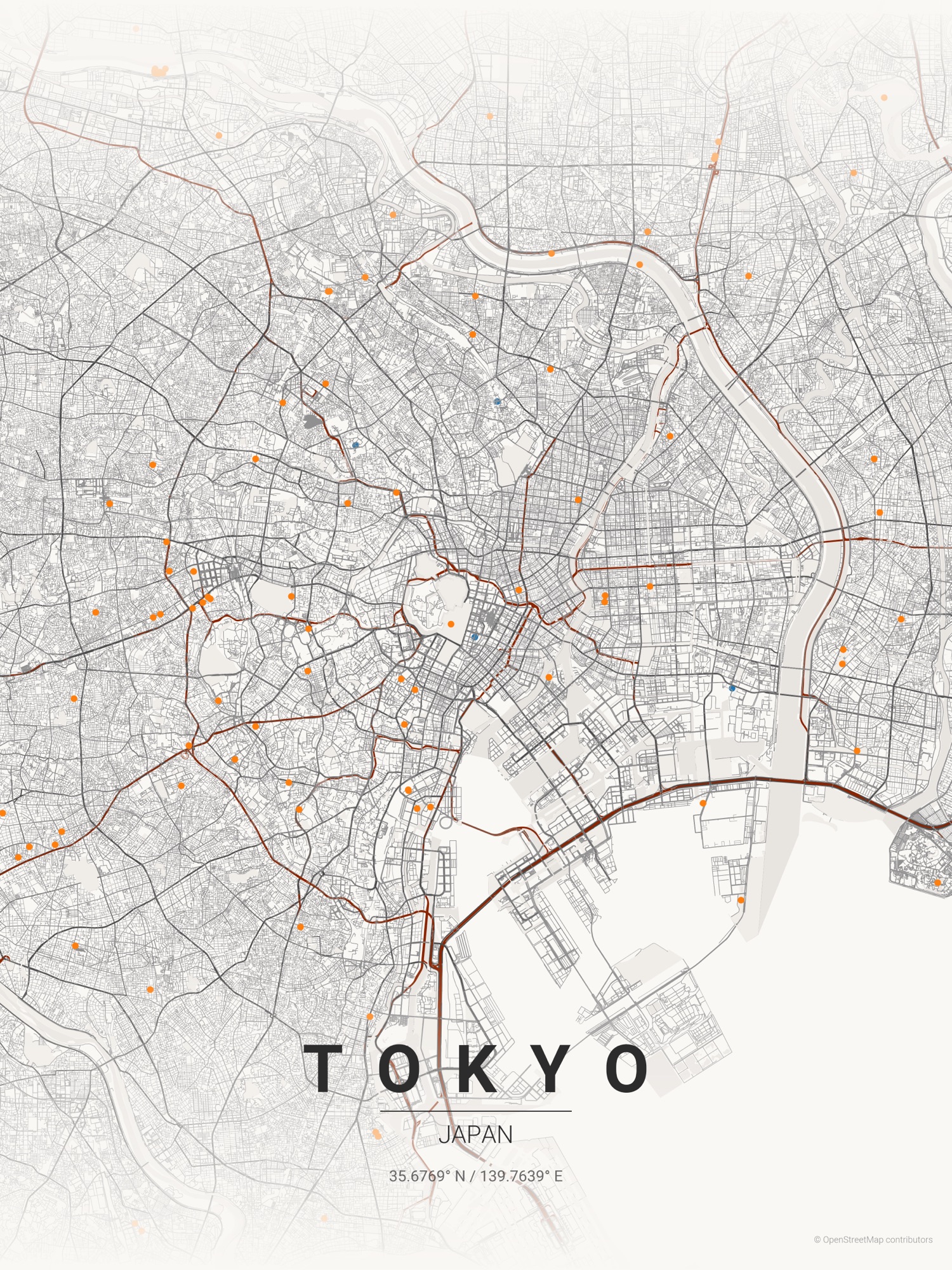 Minimalistische stadsplattegrondposters