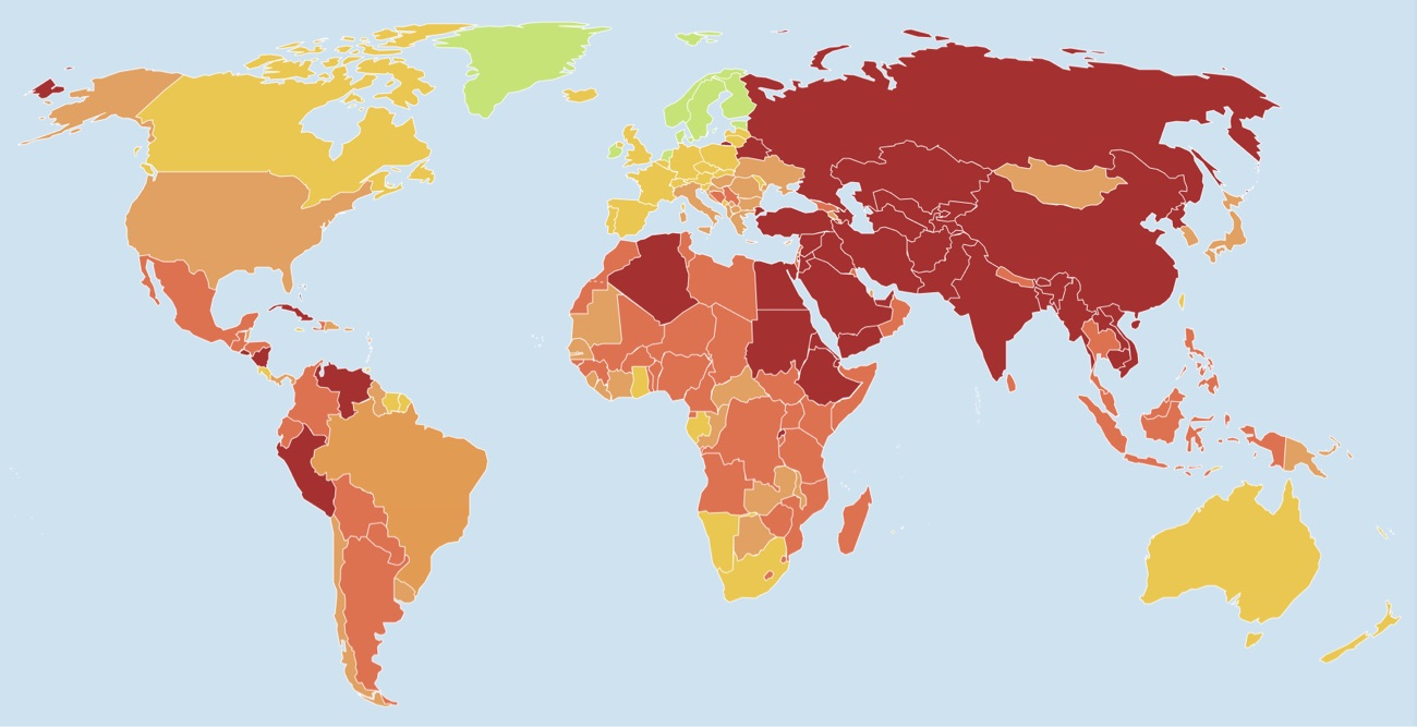 De World Press Freedom Index staat wereldwijd op het laagste niveau in 25 jaar