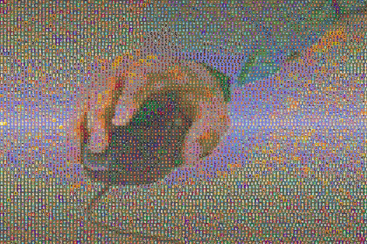 i downloaded all 10.000 of those ugly lazy lions nfts and turned them into a mosaic of a person right-clicking