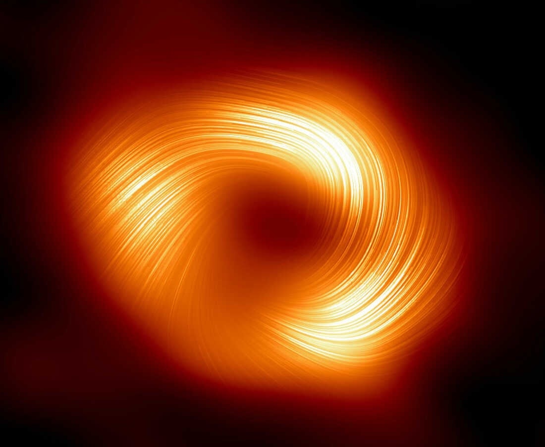 swirling image of the black hole at the center of the Milky Way galaxy