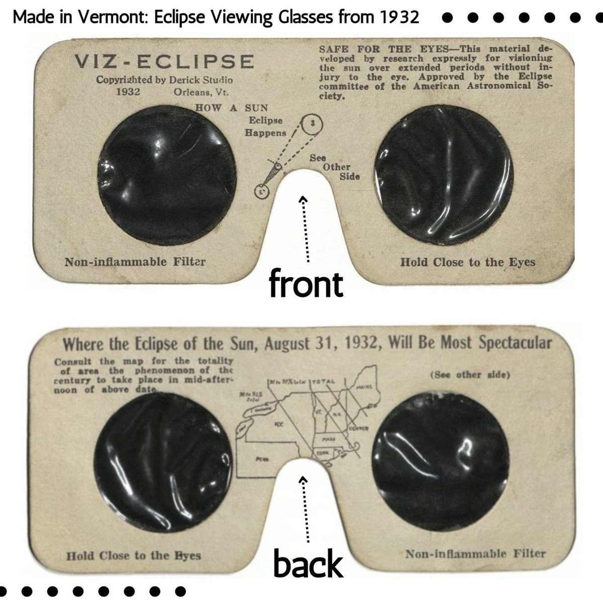 a set of eclipse glasses from 1932