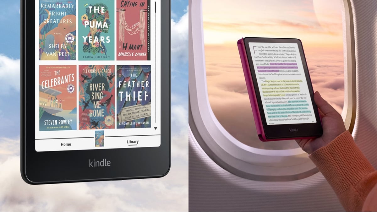 product photos of the new Kindle with a color screen