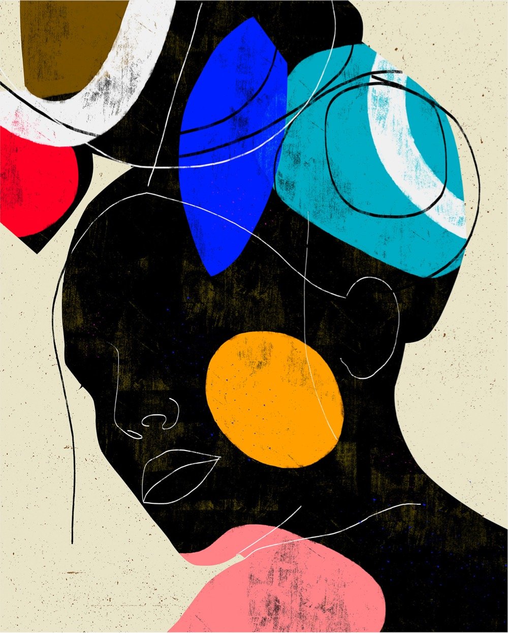 colorful abstract portrait of a woman