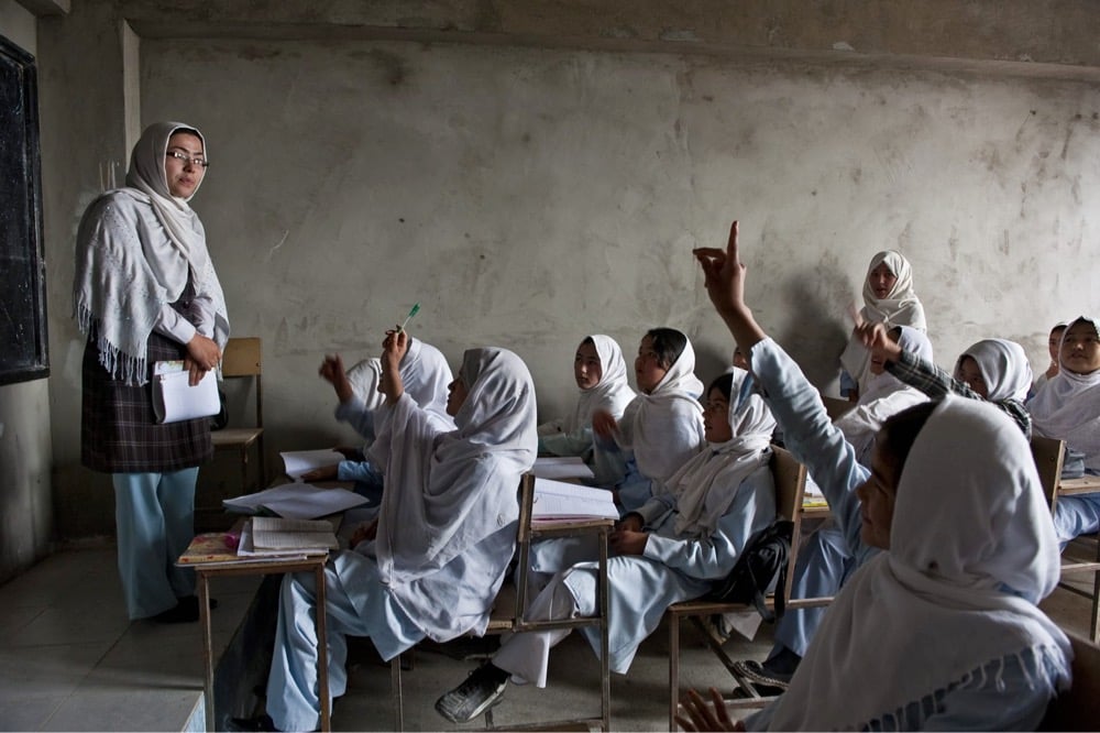 Afghan Hazara students attend the Marefat School on the outskirts of Kabul, April 10, 2010