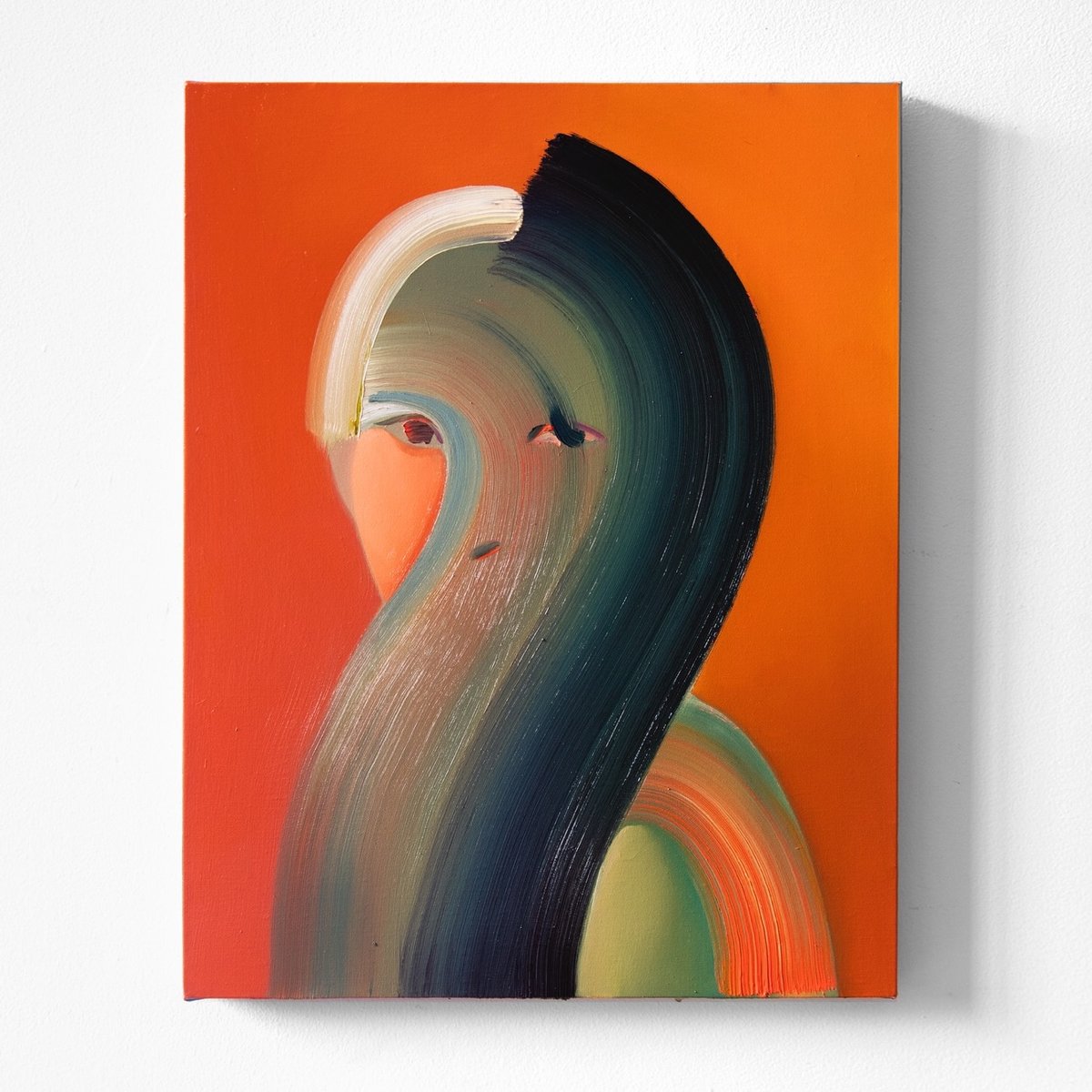 a swirling abstract painting of a woman