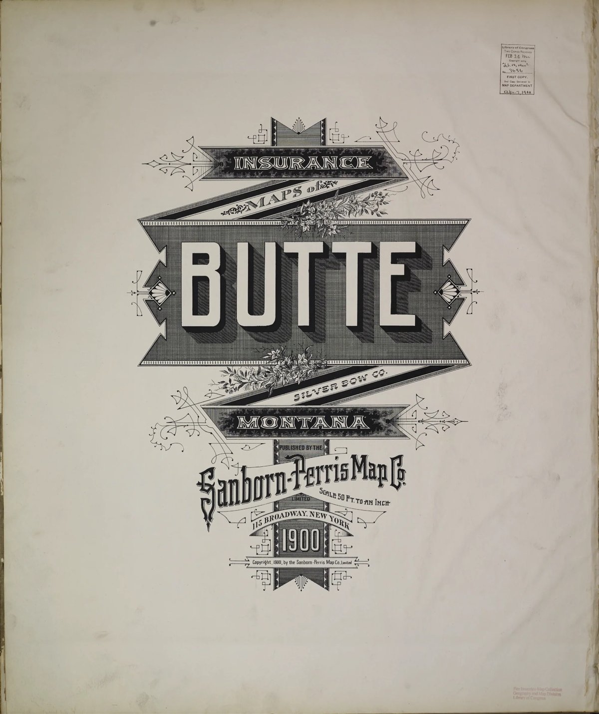 a very ornate cover for the Butte fire insurance map