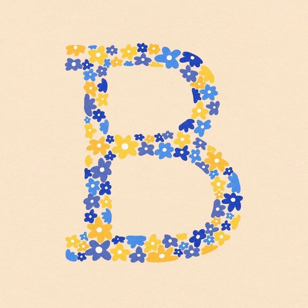the letter B made from tiny flowers