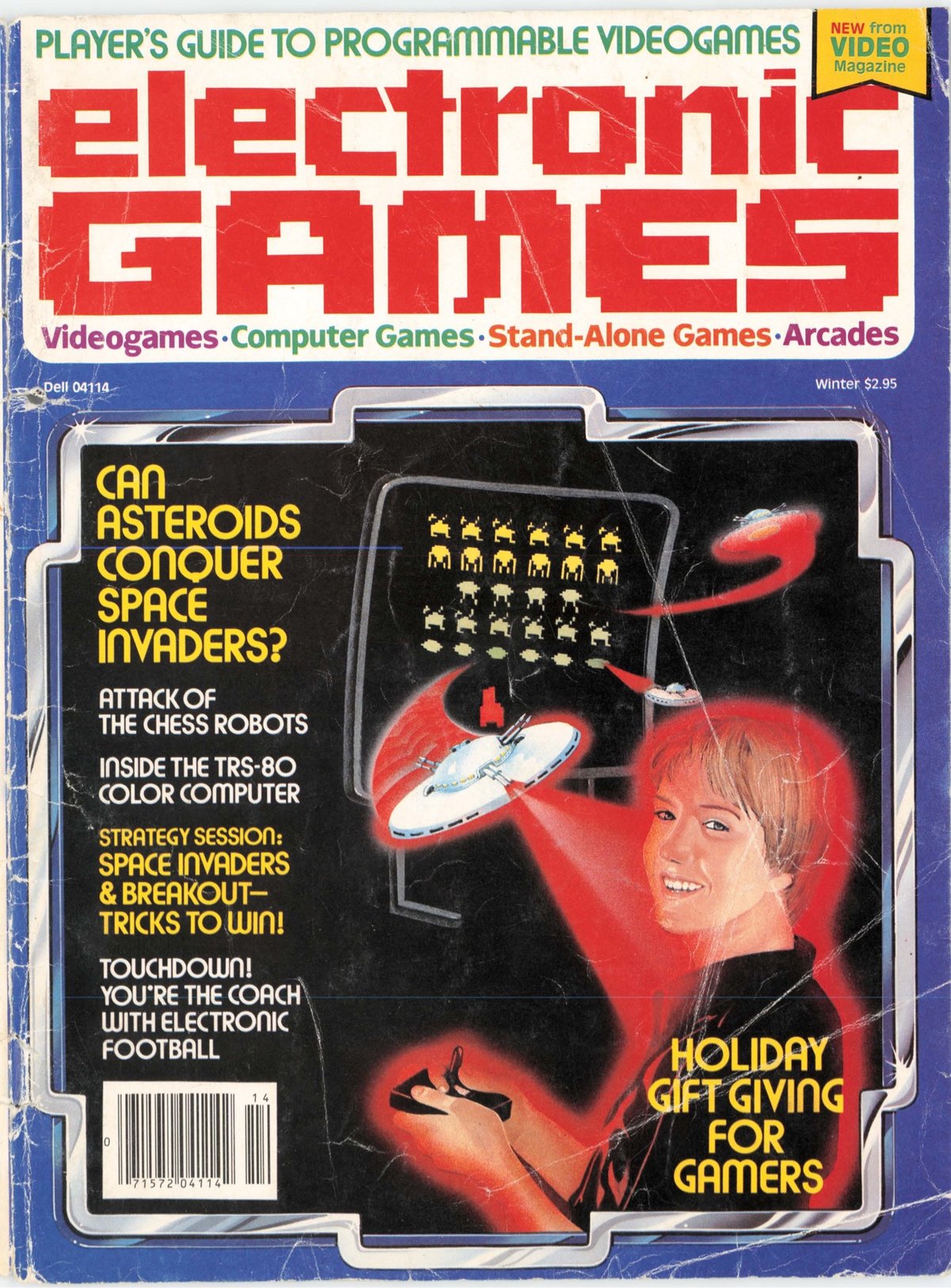 the cover of an 80s gaming magazine with the headline 'Can Asteroids Conquer Space Invaders?'