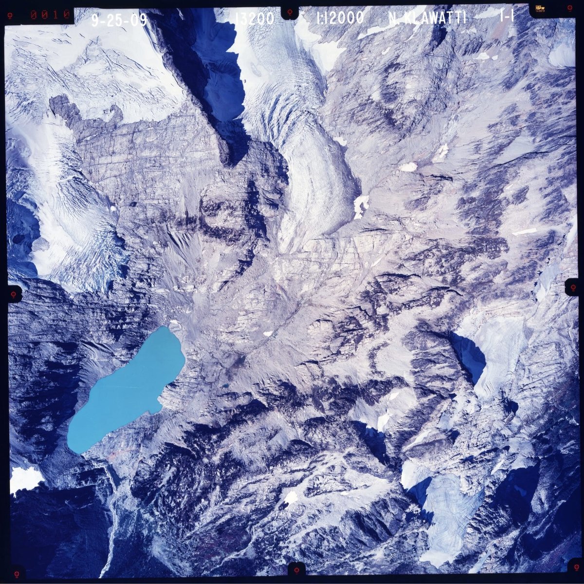 aerial color photo of a glacier