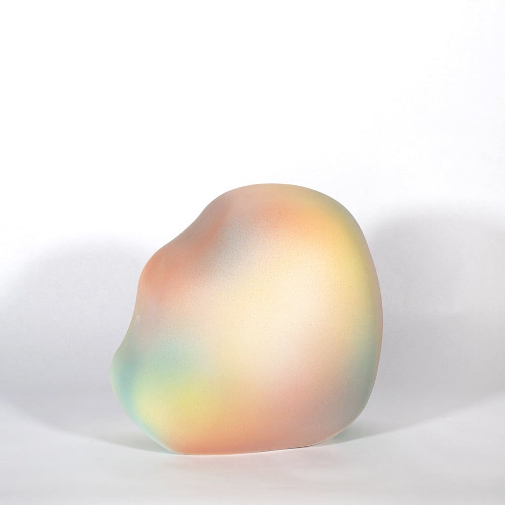 sculpture with a colorful gradient glaze