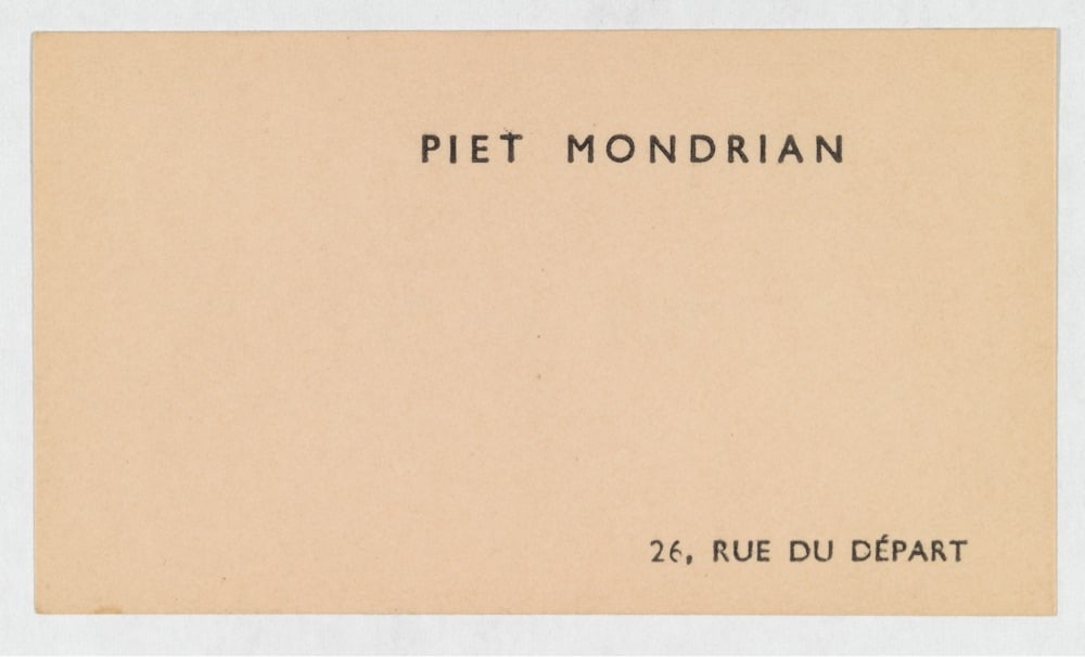 calling card of Piet Mondrian