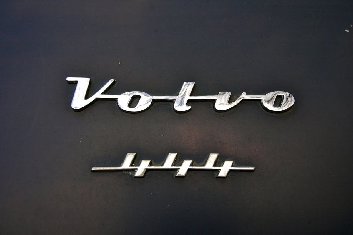 Chrome logo that says 'Volvo'