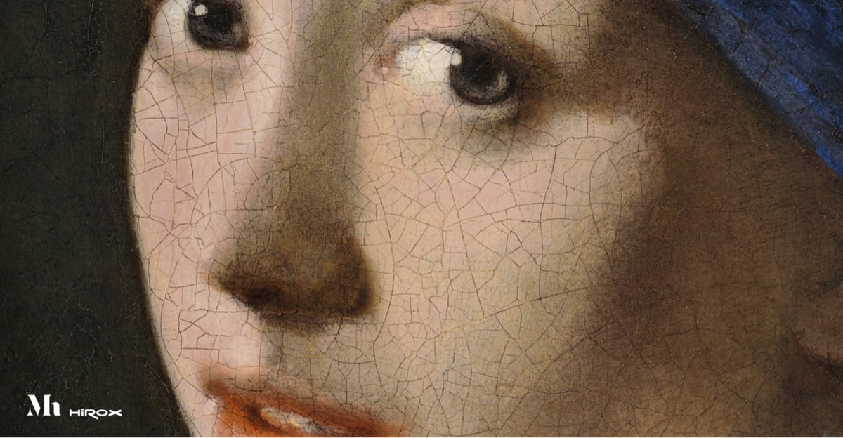 closeup of the Girl with a Pearl Earring painting