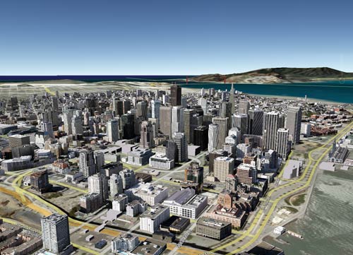 Downtown San Francisco on Google Earth