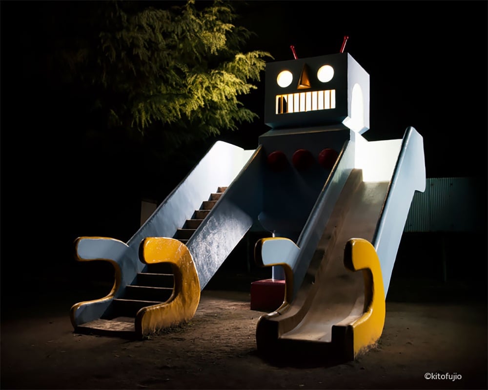 playground equipment shaped like a robot