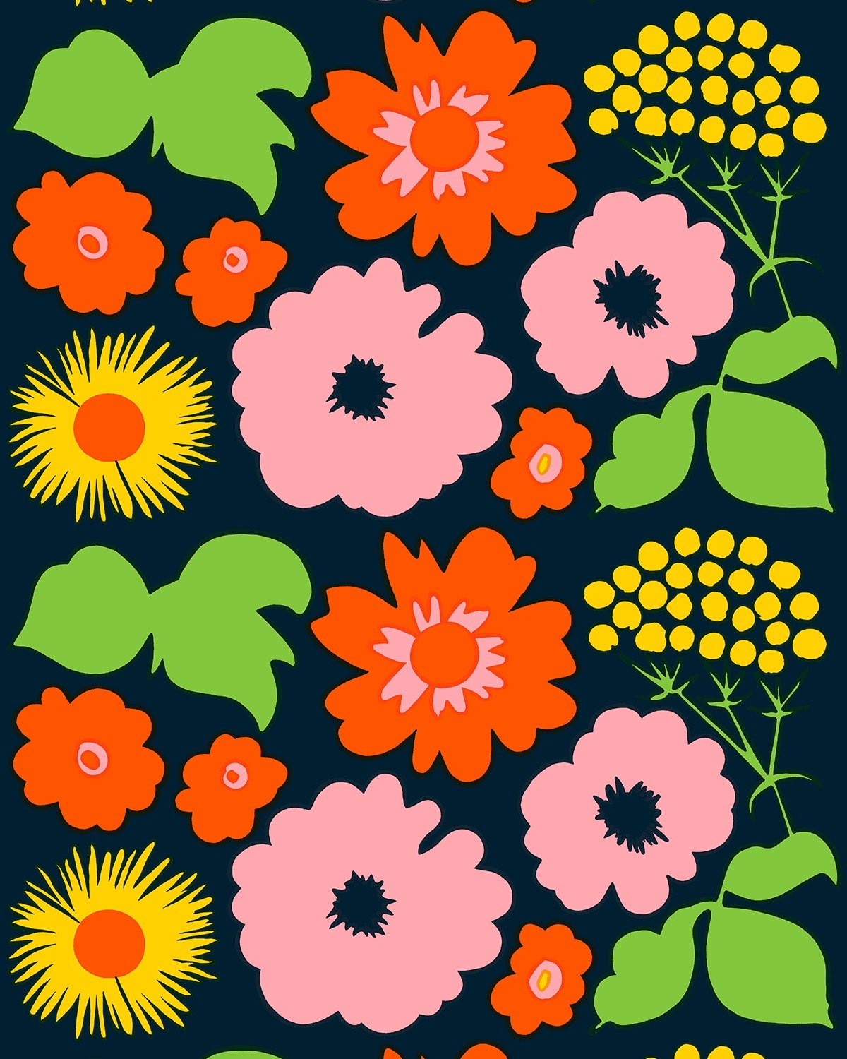 Marimekko print patterns with various flowers