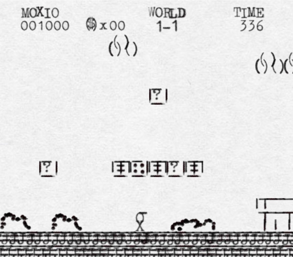 screenshot of a version of Super Mario Bros with art done entirely by typewriter characters