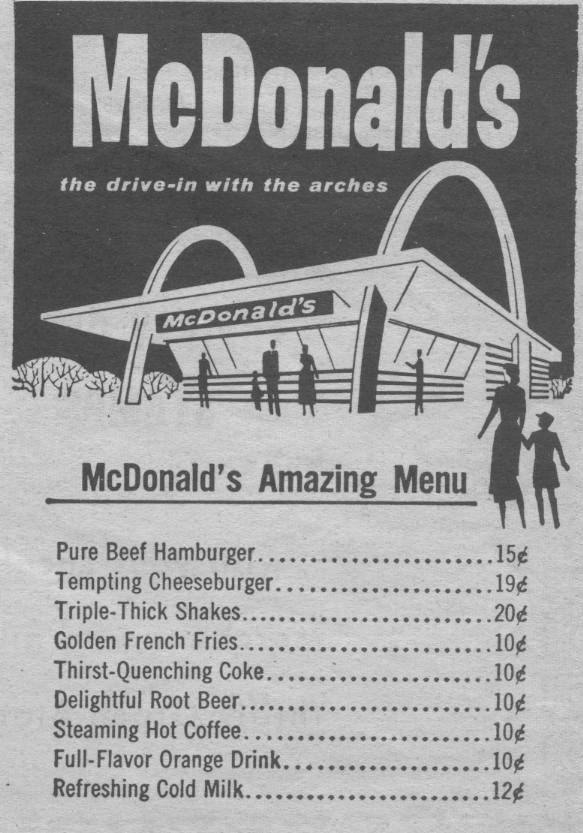 original McDonald's menu