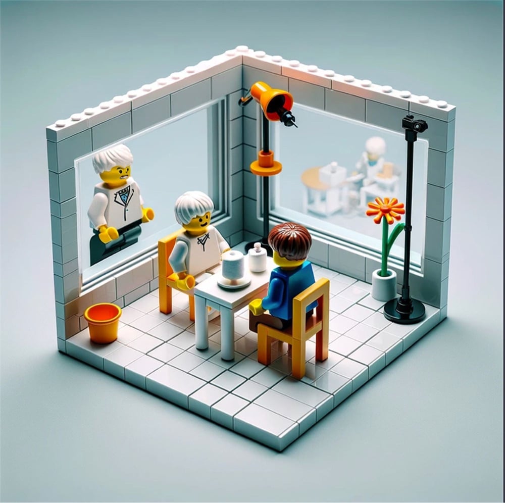 a Lego depiction of the marshmallow test