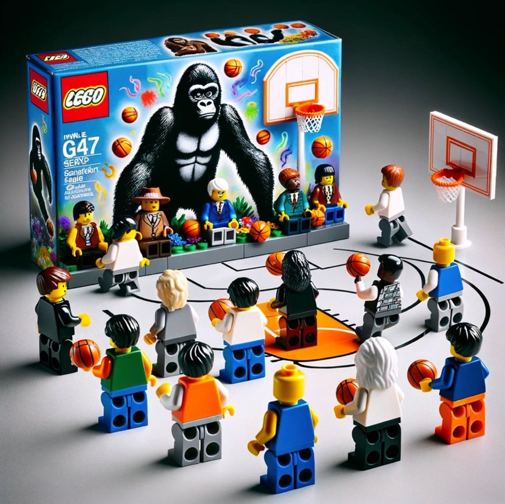 a Lego depiction of the invisible gorilla experiment