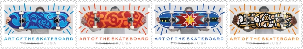the USPS 'Art of the Skateboard' stamps