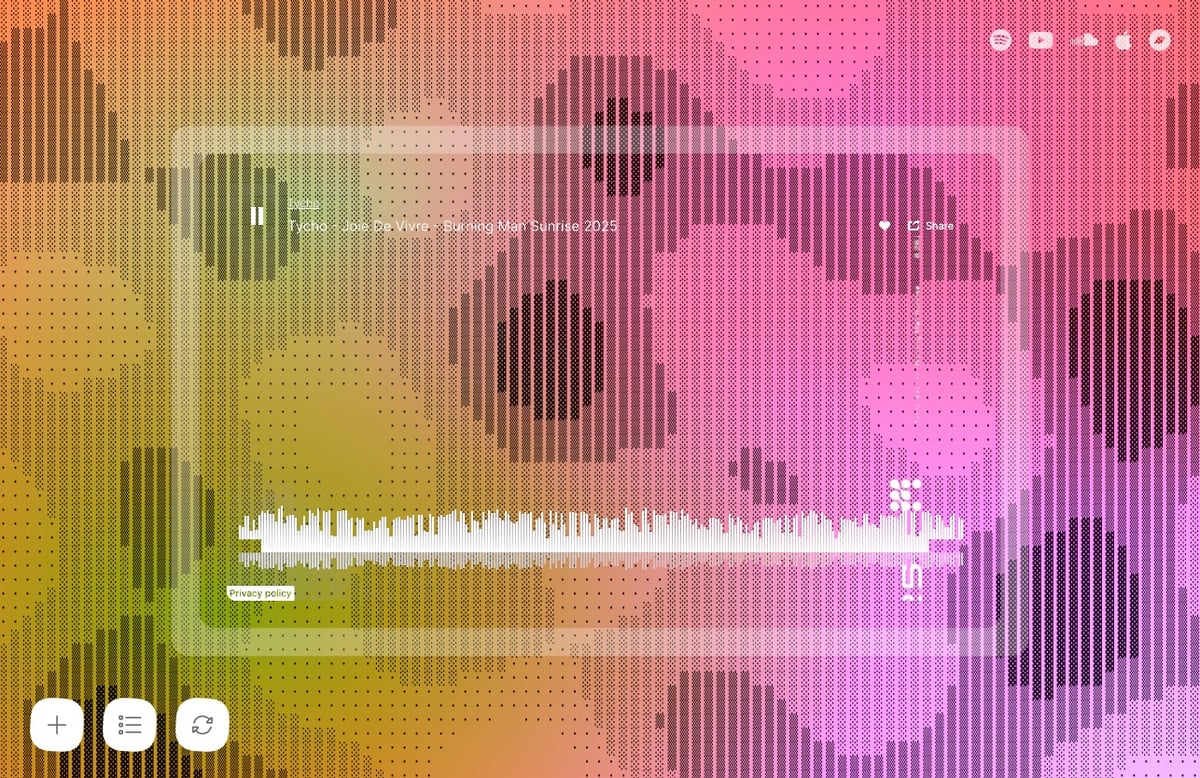 a screenshot of a music player with almost no interface but with a very bright patterned background