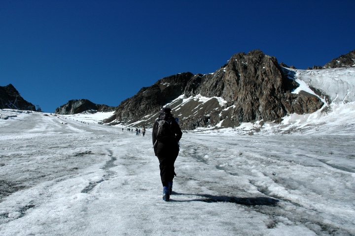 Hiking up the glacier