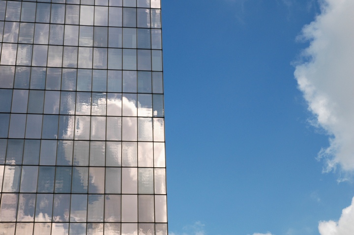 Clouds, both real and reflected