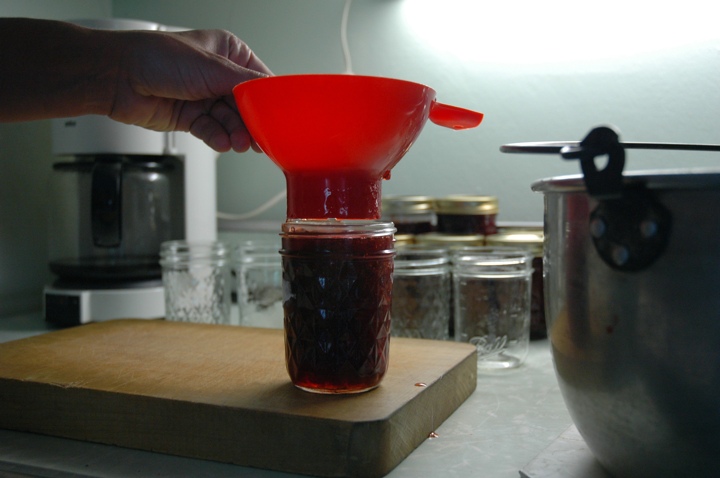 Filling up the jam jars