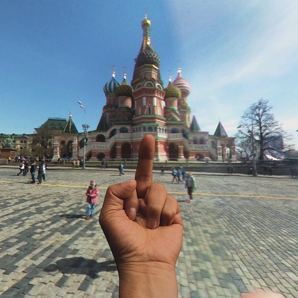 Ai Weiwei's middle finger flipping off the Kremlin