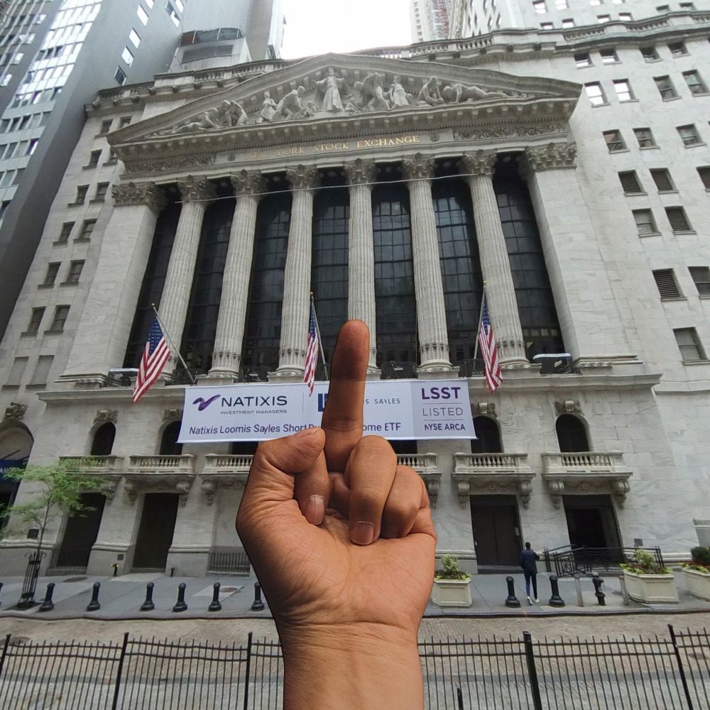 Ai Weiwei's middle finger flipping off the stock exchange