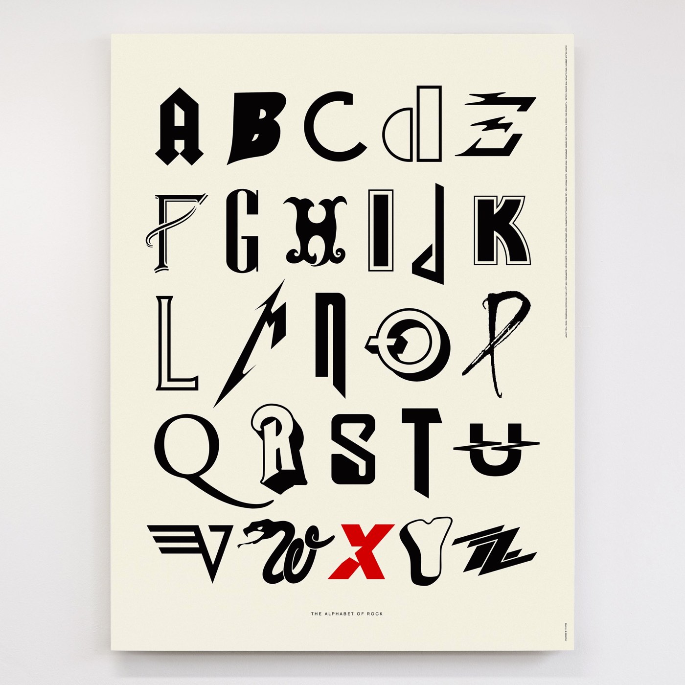 An alphabet made from classic rock band logos
 Rock Band Fonts