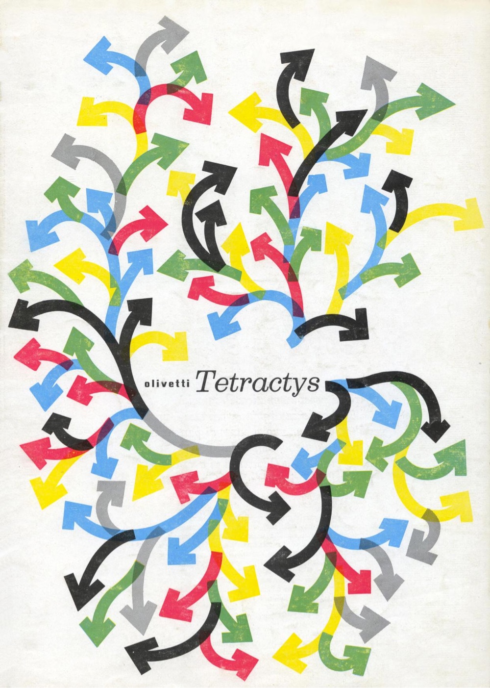 cover of an Olivetti brochure with colorful curved arrows