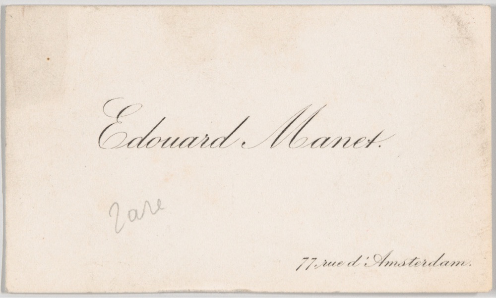 calling card of Edouard Manet