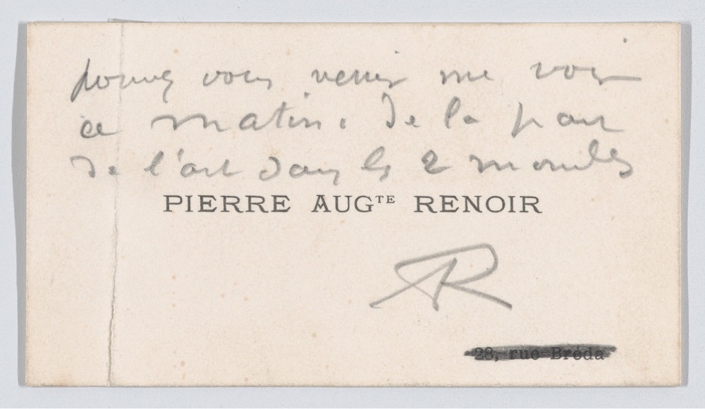 calling card of Pierre Auguste Renoir
