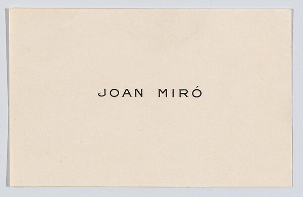 calling card of Joan Miro