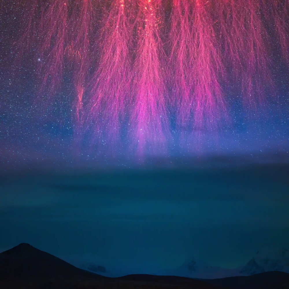 purple sprites in the upper reaches of the atmosphere