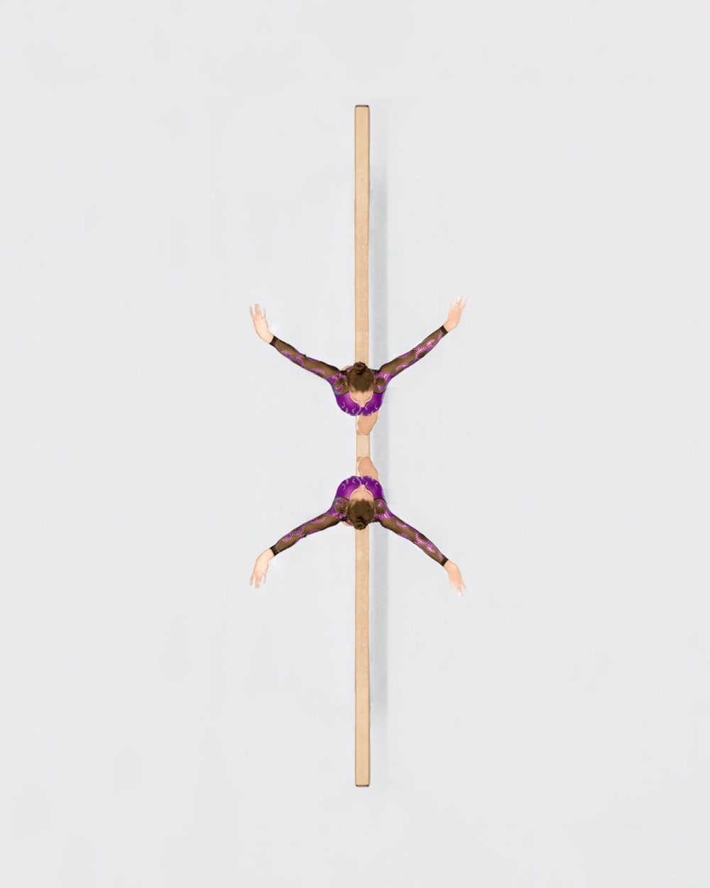 aerial view of gymnasts