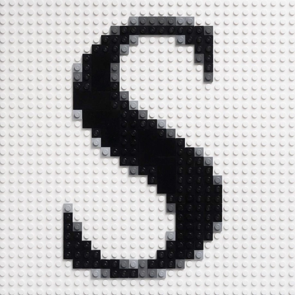 the letter 's' made out of Lego bricks