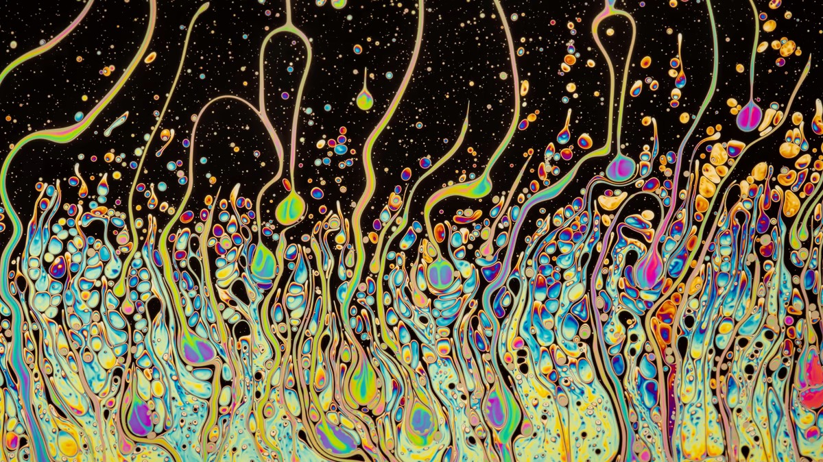 brightly colored soap bubble patterns