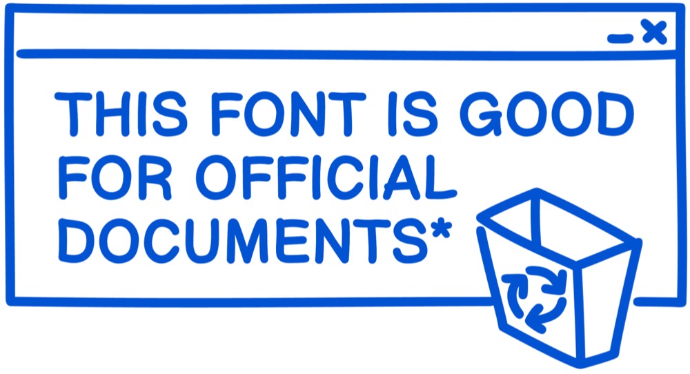 text reads 'this font is good for official documents'