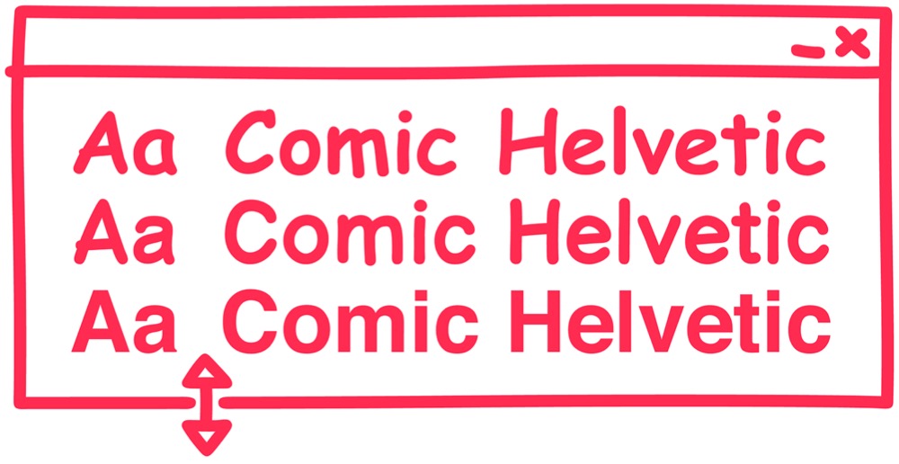 the words 'Comic Helvetic' set in three different typefaces