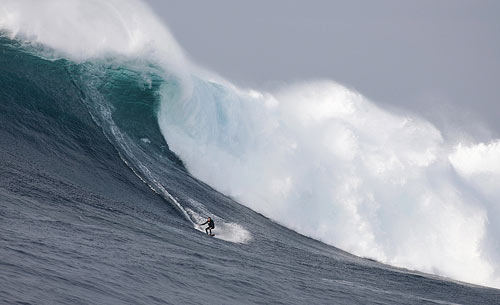 Big wave surfing at Cortes Bank