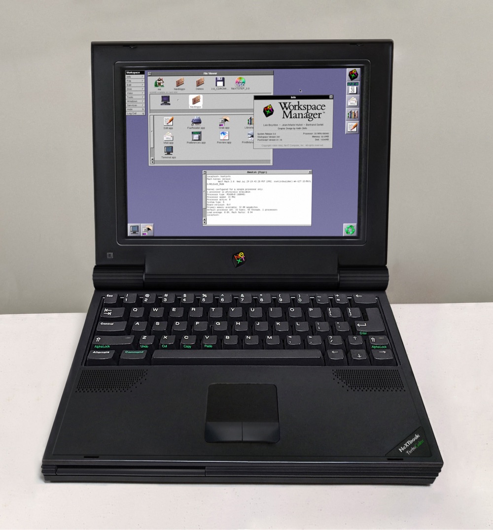 a mockup of a NeXT laptop