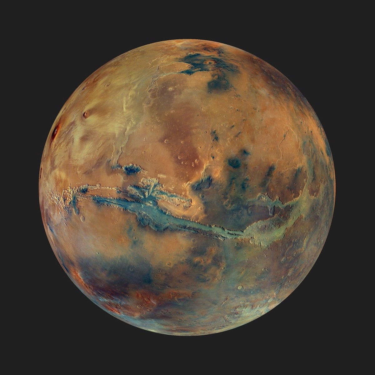 an enhanced color photo of Mars