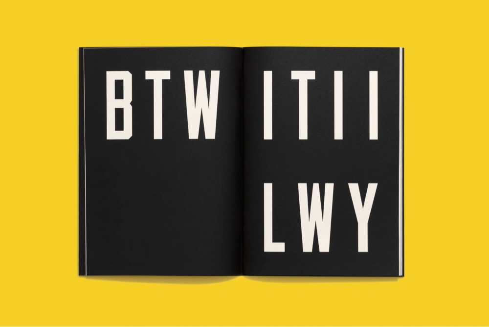 sample pages from Pentagram's FBI Guide to Slang with the initialisms BTW, ITII, and LWY