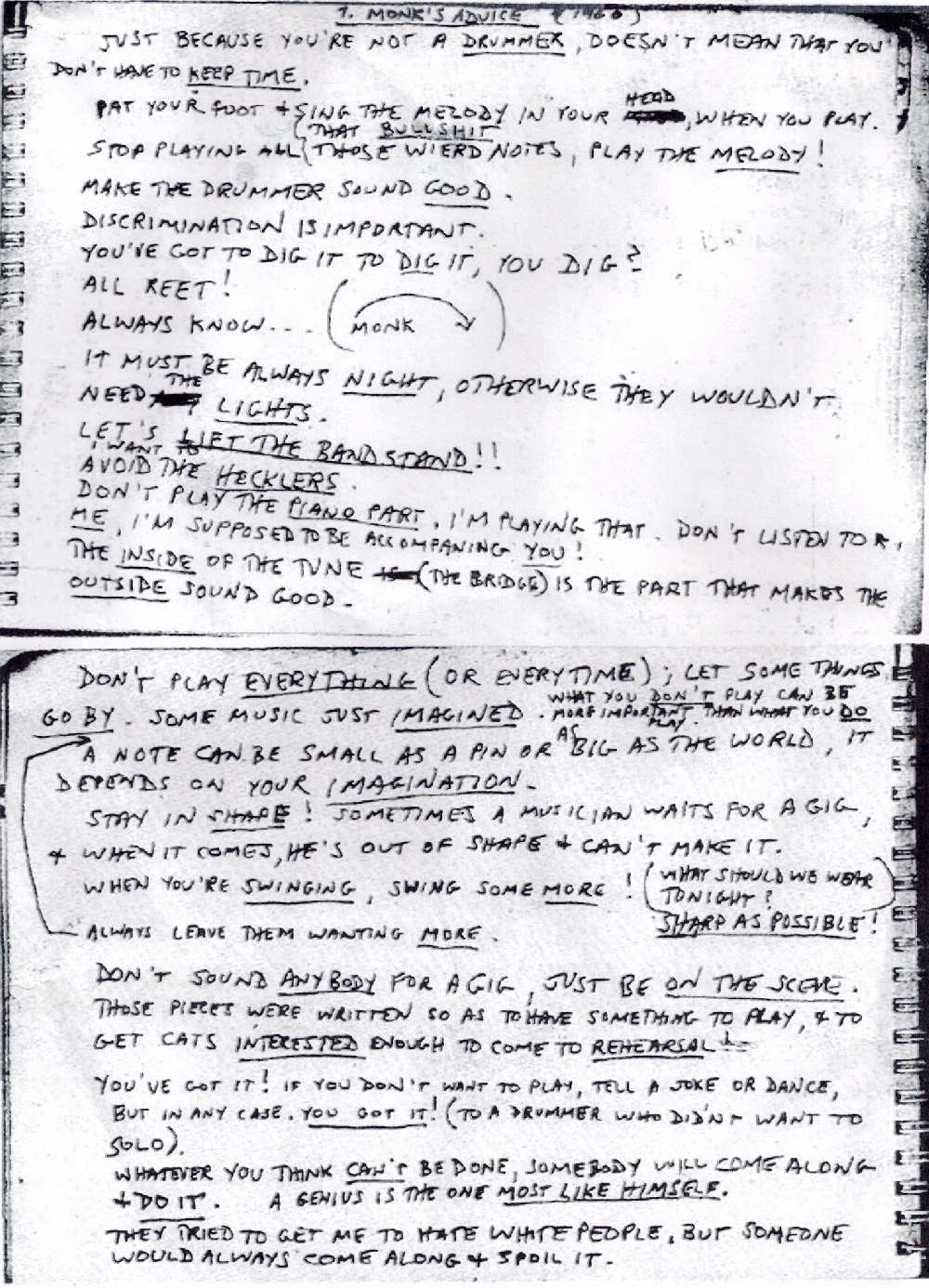 Advice from Thelonious Monk